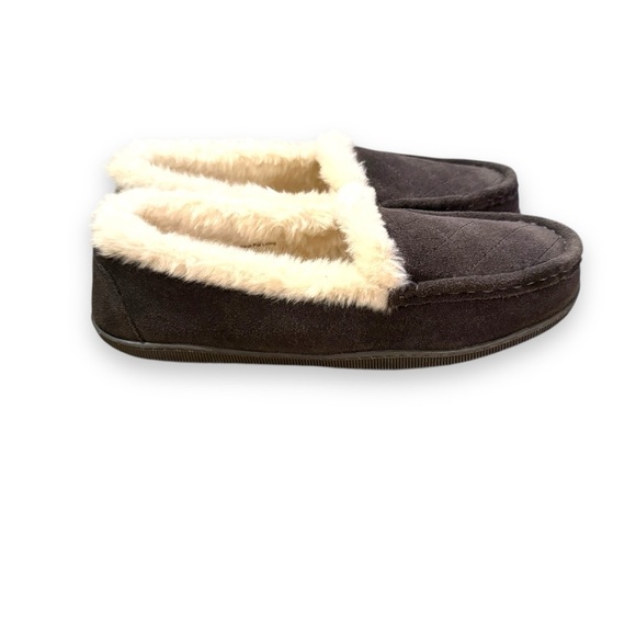 Clarks Tessa Sherling Lined Gray Quilted Suede Leather Slipper Loafers Sz 10 NEW - Picture 1 of 8